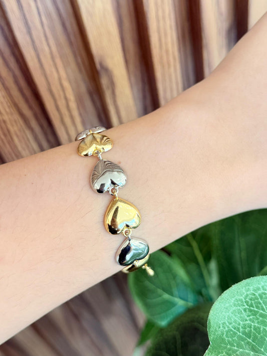 Pulsera bicolor de corazones #41
