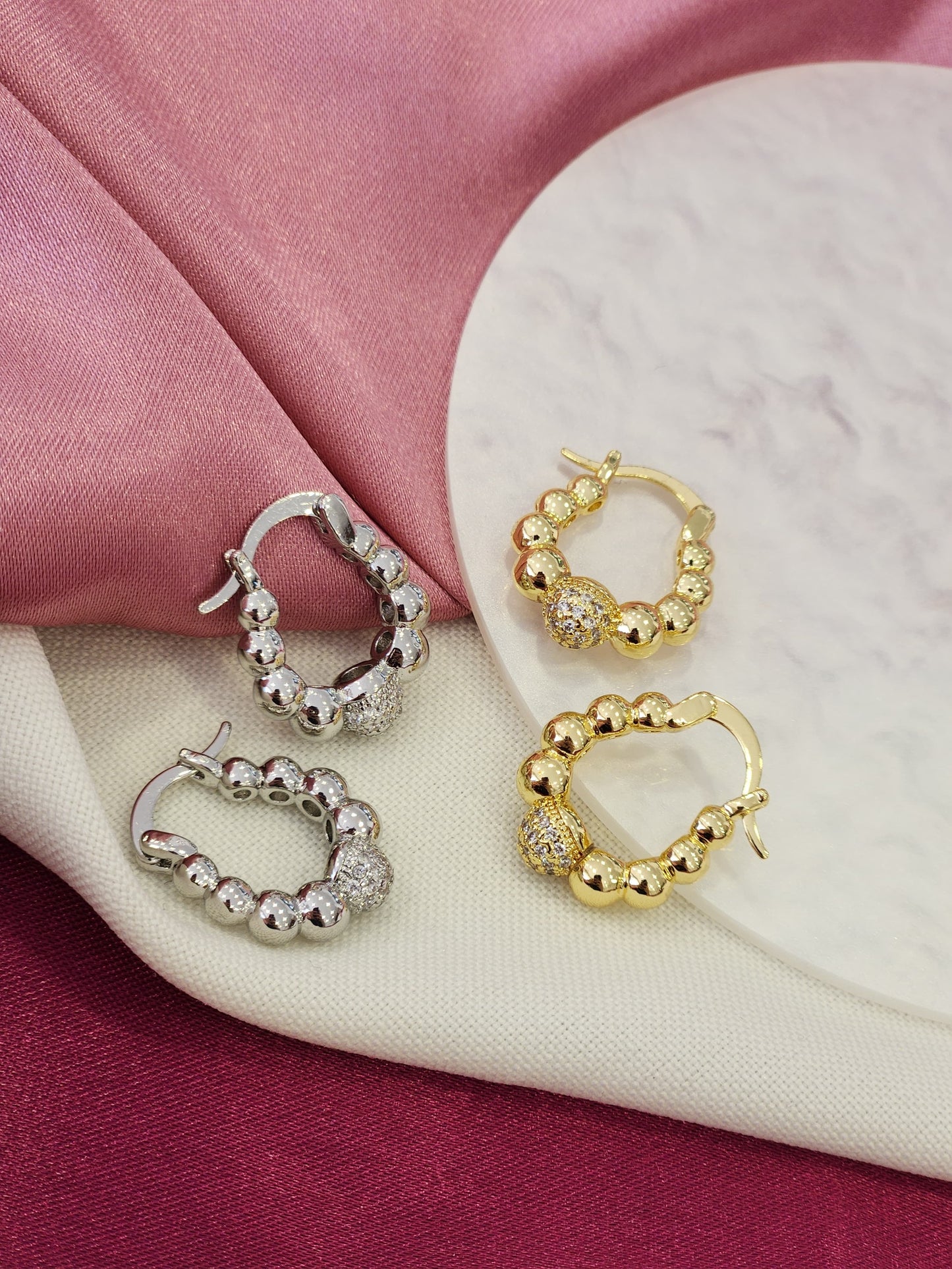 Arracadas bolitas con zirconia #77