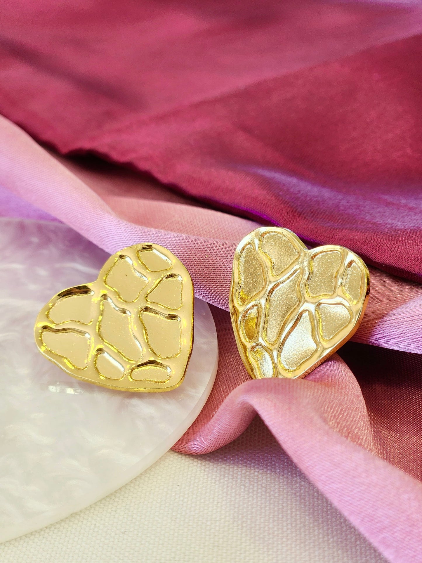 Aretes corazon craquelado #L23