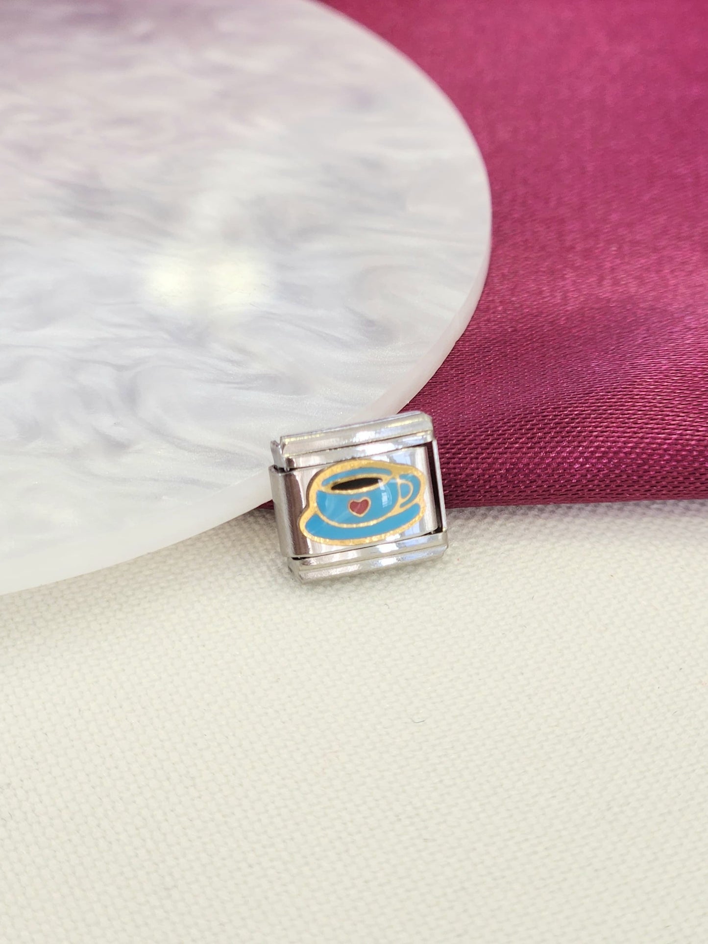 Charm taza de cafe azul corazon #11