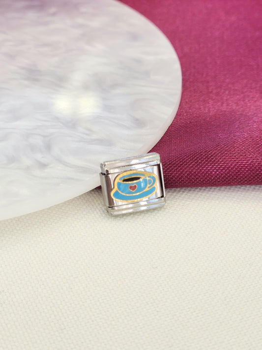 Charm taza de cafe azul corazon #11