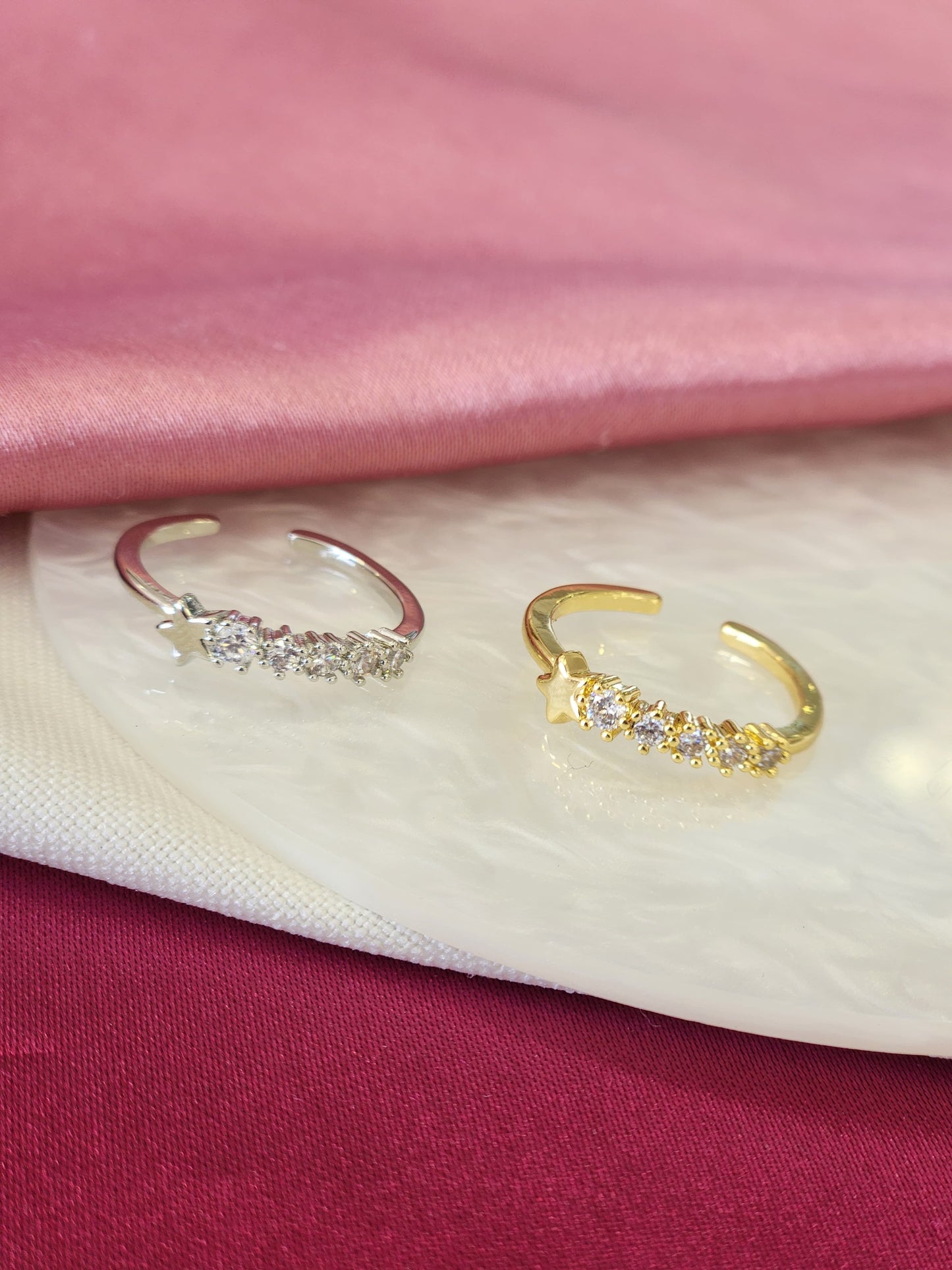 Anillo estrella lateral zirconia #F18