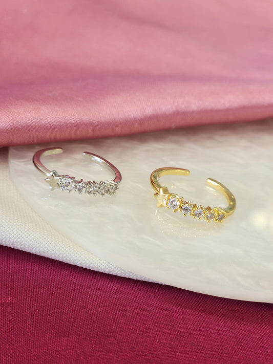Anillo estrella lateral zirconia #F18