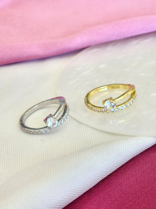 Anillo punto zirconia linea abertura #K21