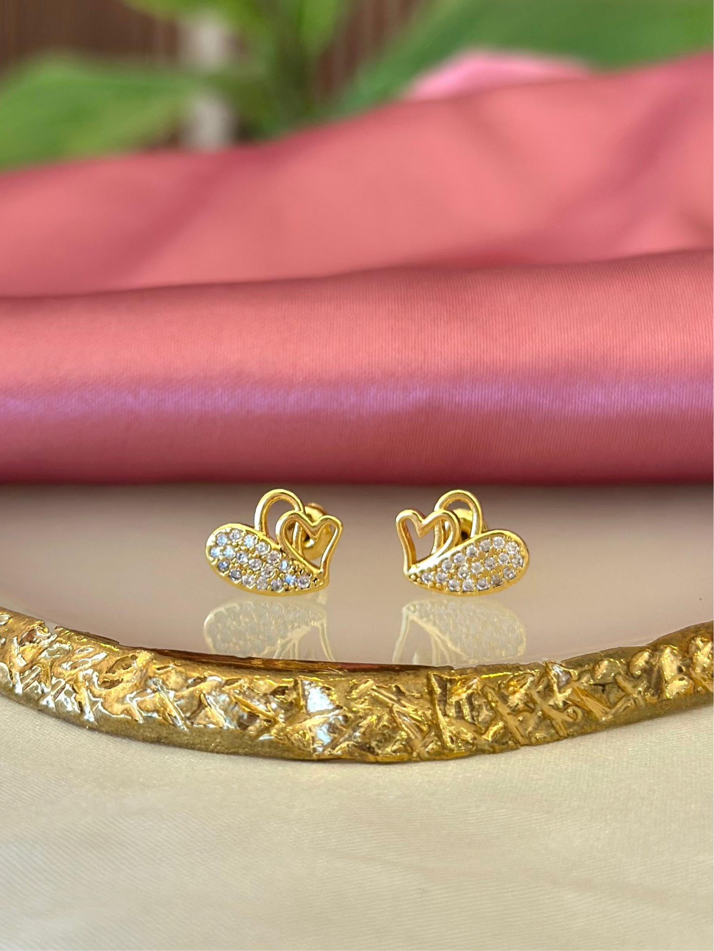 Aretes corazon doble zirconia #C127.1