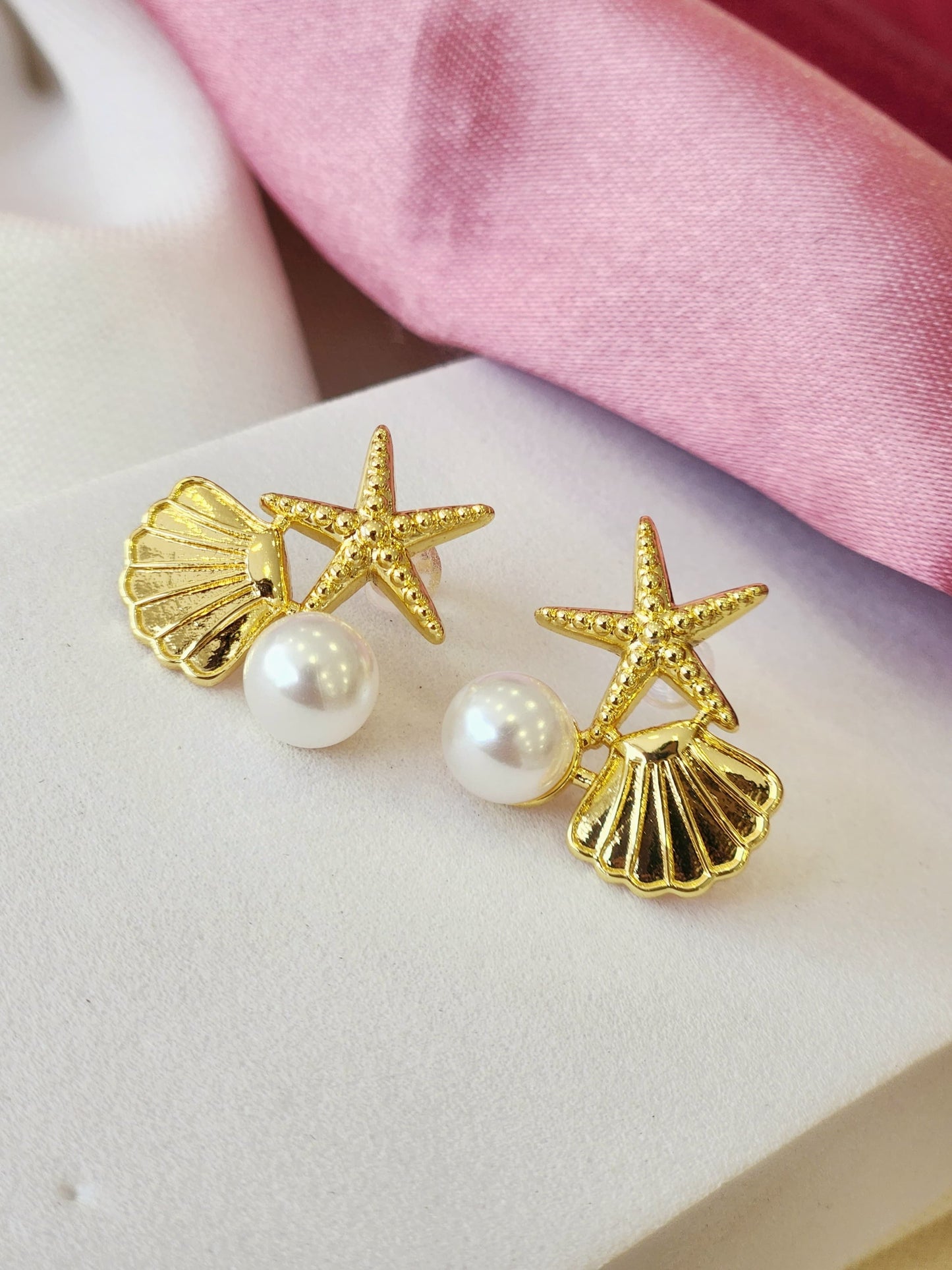 Aretes estrella y concha de mar #0000