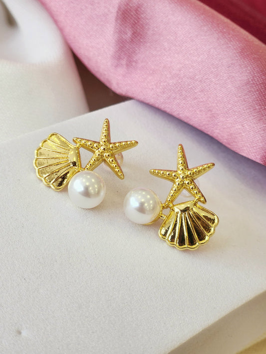 Aretes estrella y concha de mar #0000