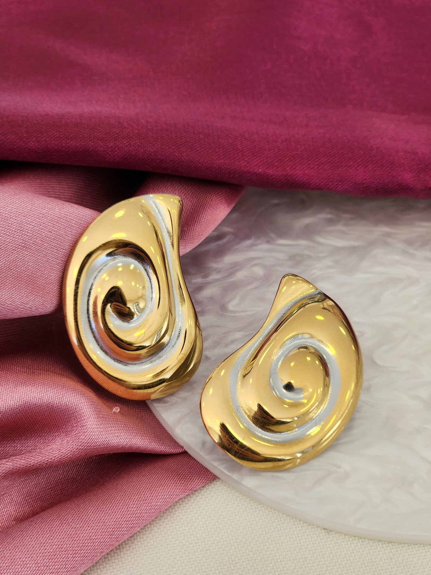 Aretes bicolor espiral gota #C123.2