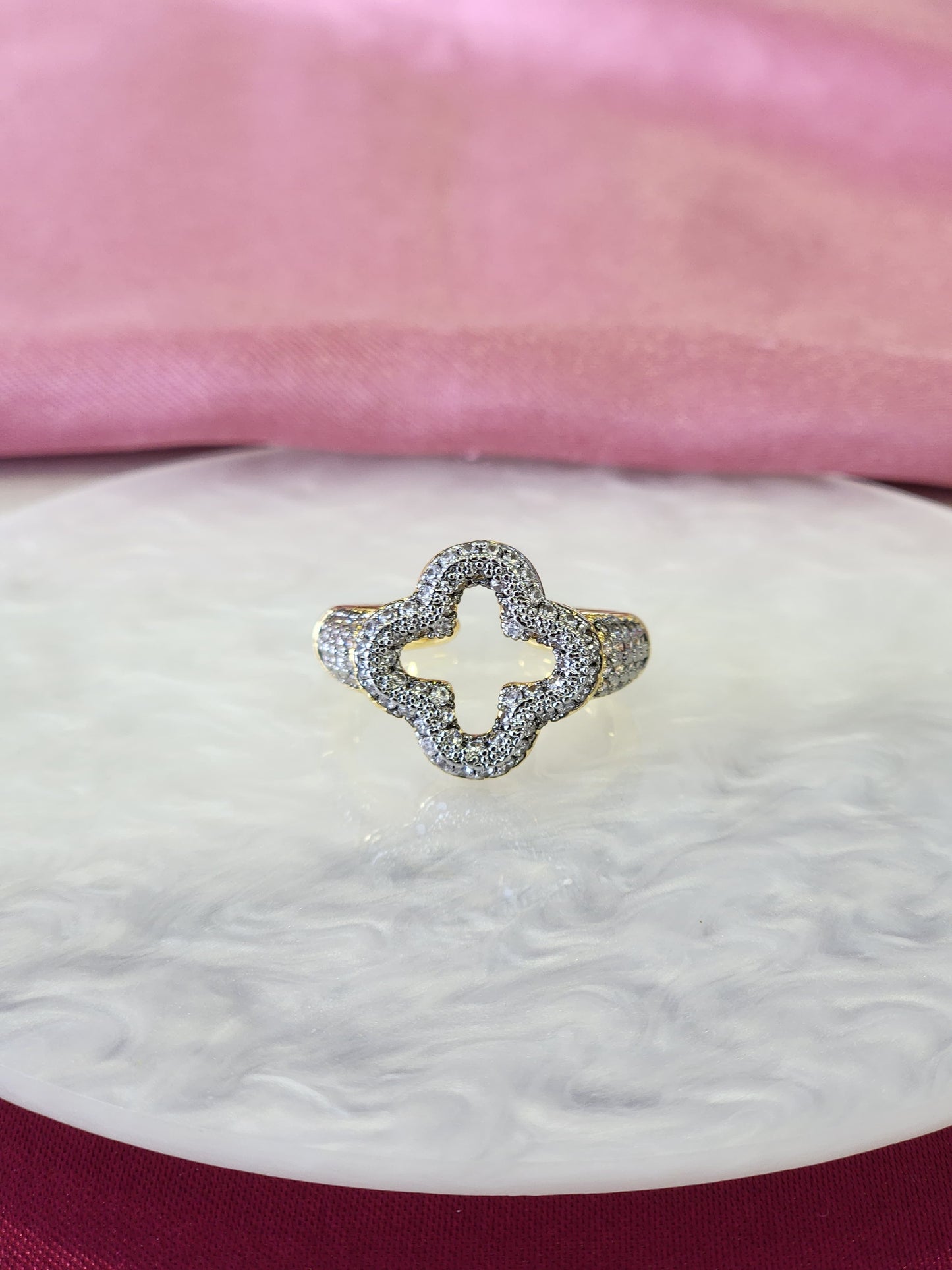 Anillo trebol bicolor #162