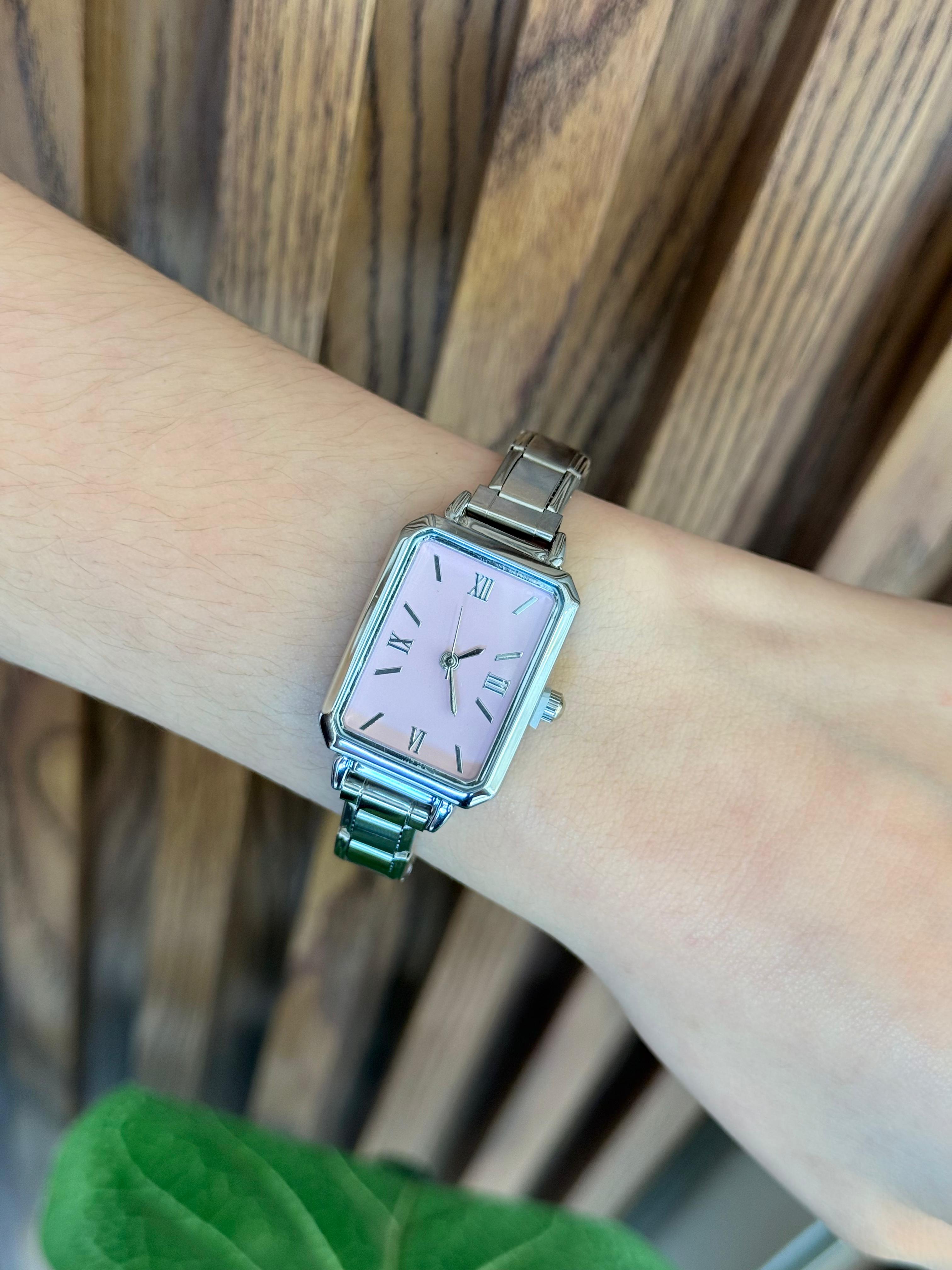 Reloj rosa romanos plateado #G22