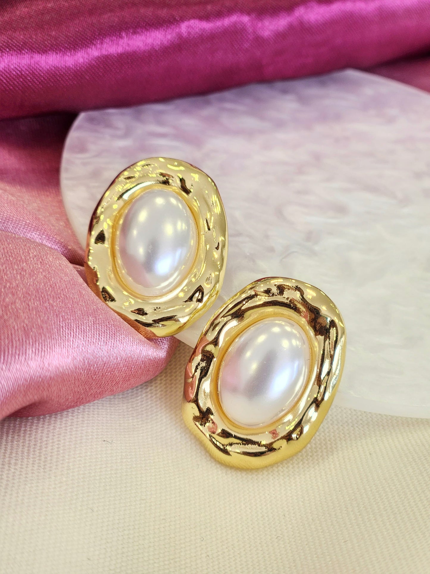 Aretes ovalados perla