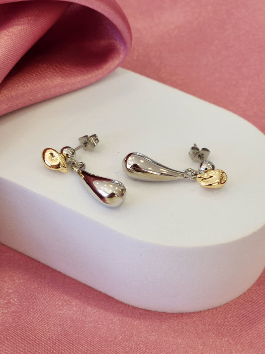 Aretes bicolor roca y gota alargada #K69