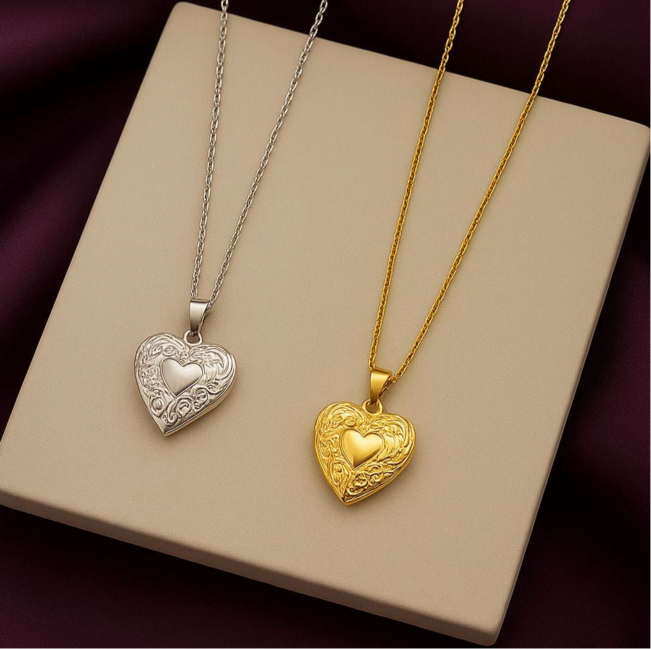 Collar Relicario con figura corazon #GG