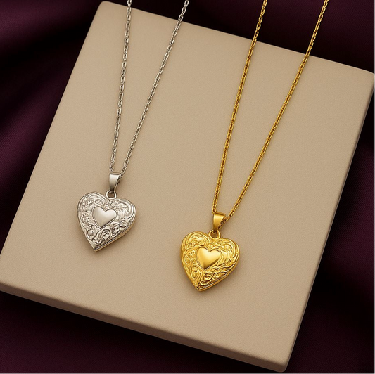 Collar Relicario con figura corazon #GG