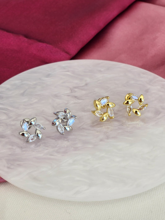 Aretes hojas reguilete zirconia #B8.1