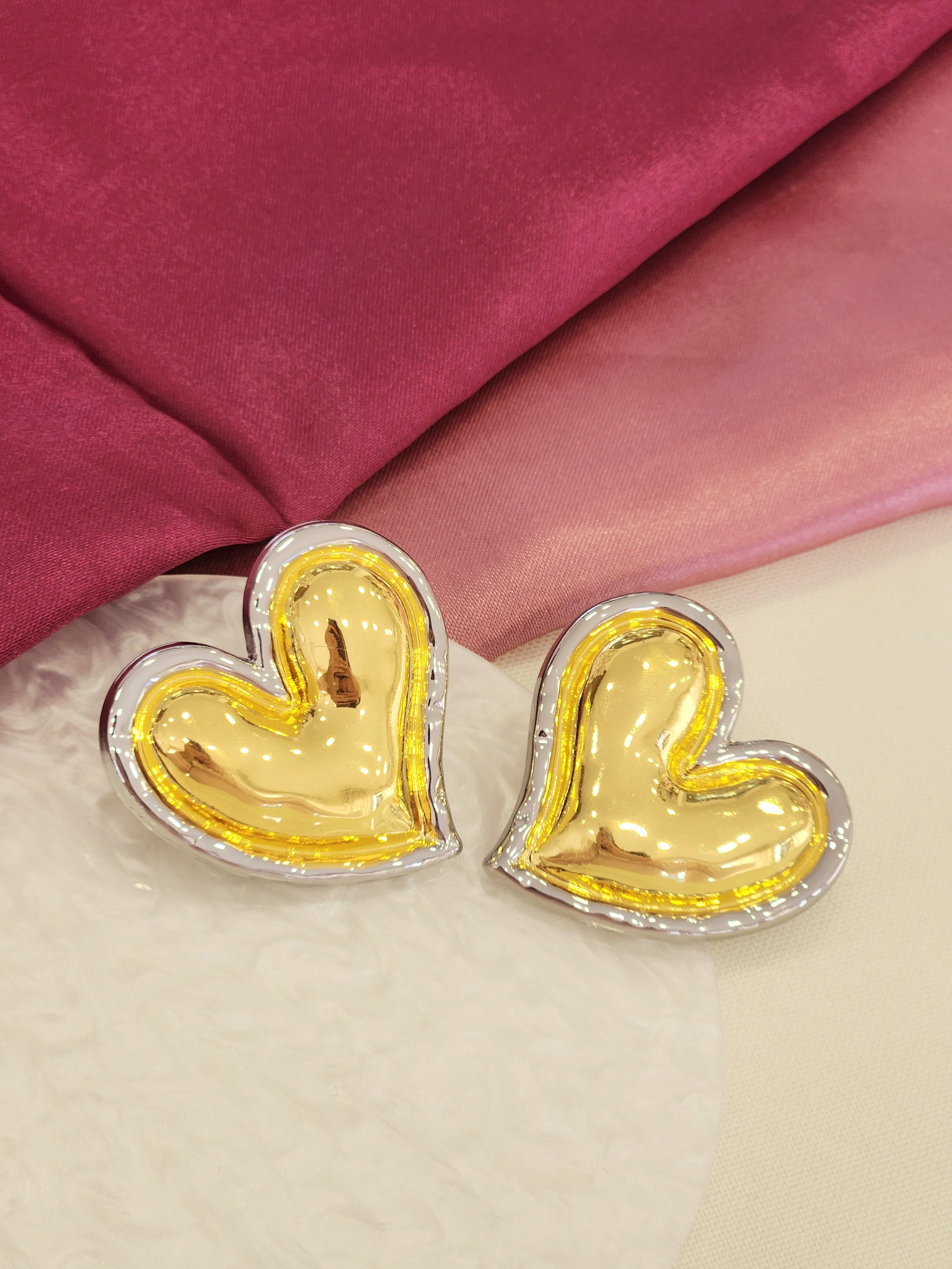 Aretes corazon bicolor grandes #K43 K43.1