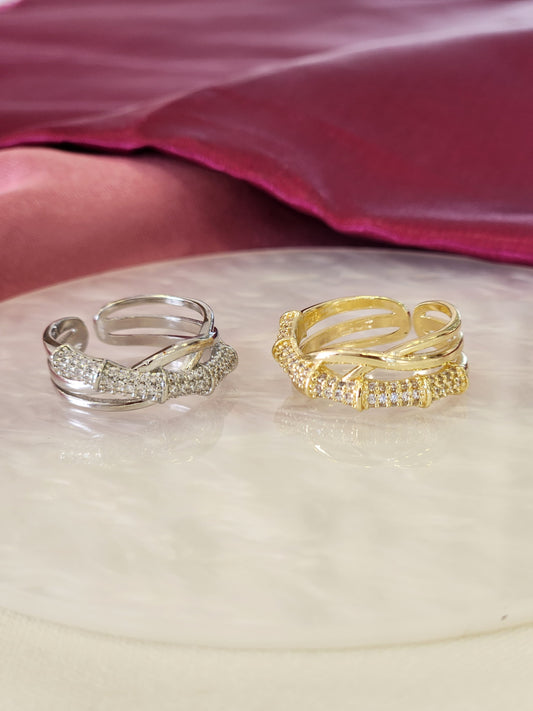 Anillo cruzado zirconia triple #L3