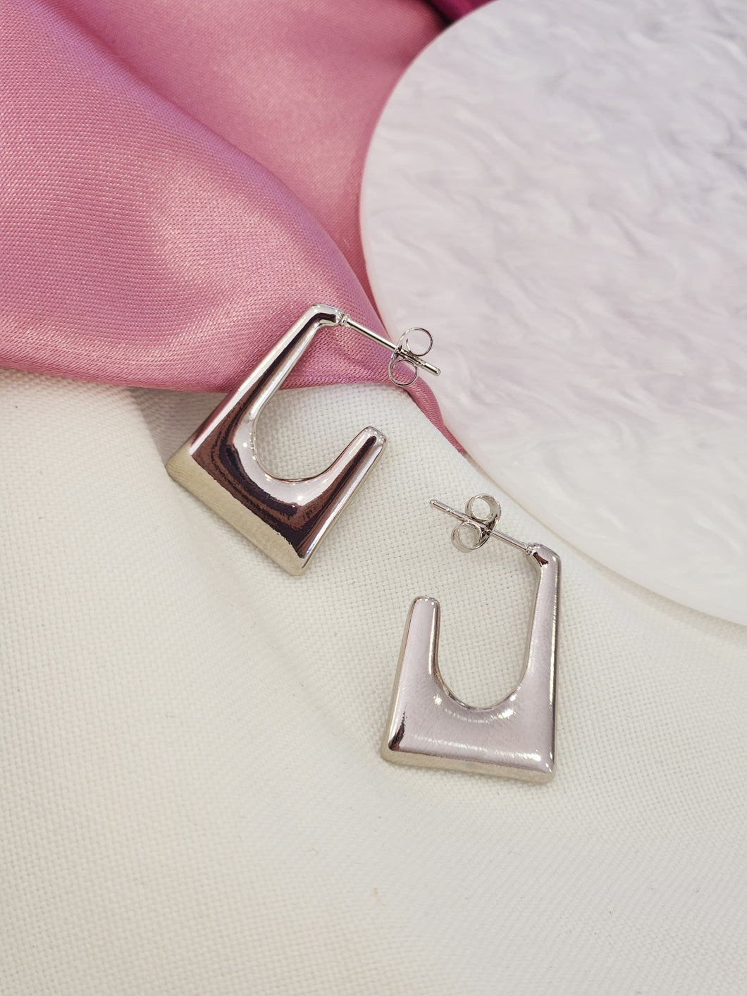Aretes gancho rectangular liso #A24