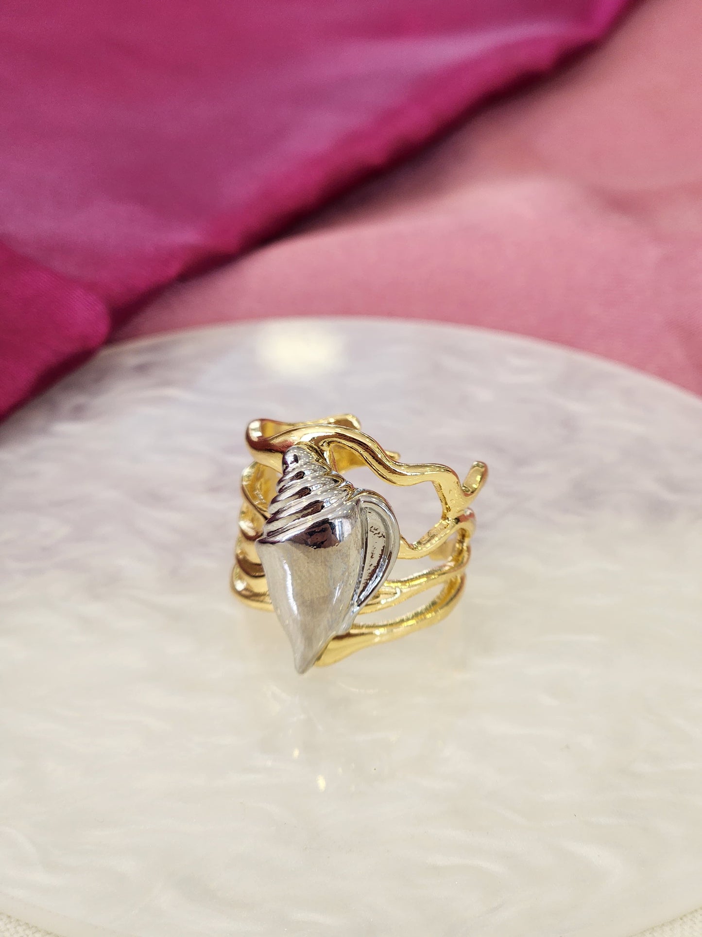 Anillo caracola onda #E20