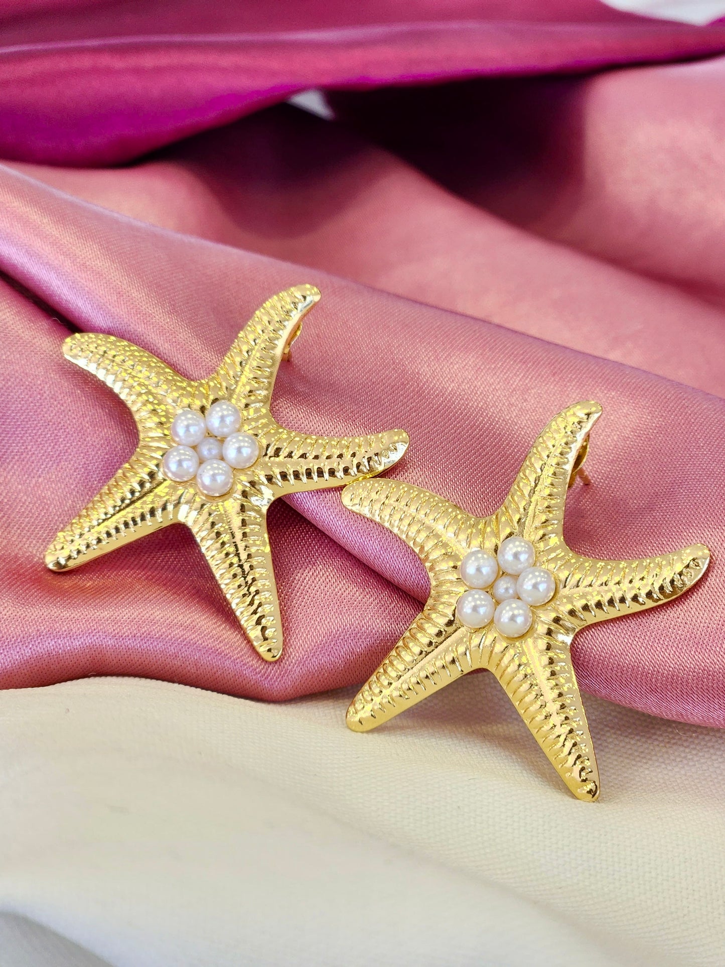 Aretes estrella mar perlas mini central