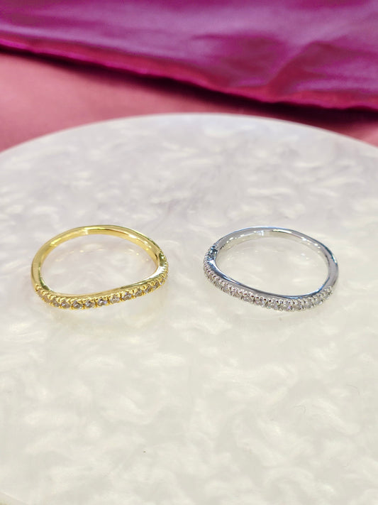 Anillo onda ligera zirconia #K55