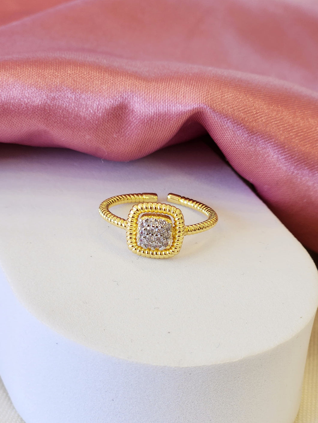 Anillo bicolor cuadrado #49