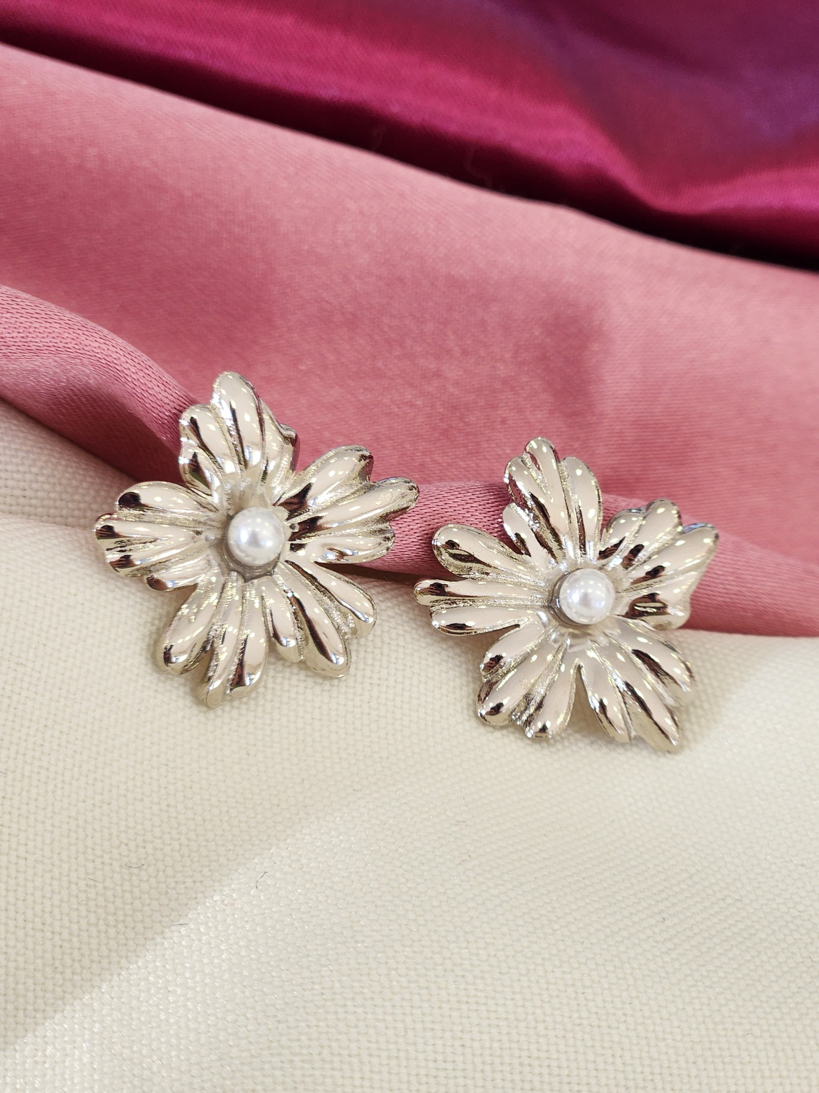 Aretes hawaiana plateados #179