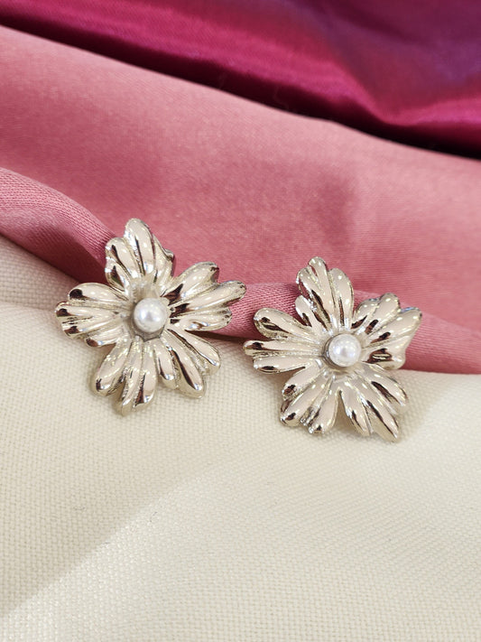 Aretes flor hawaiana plateados #179
