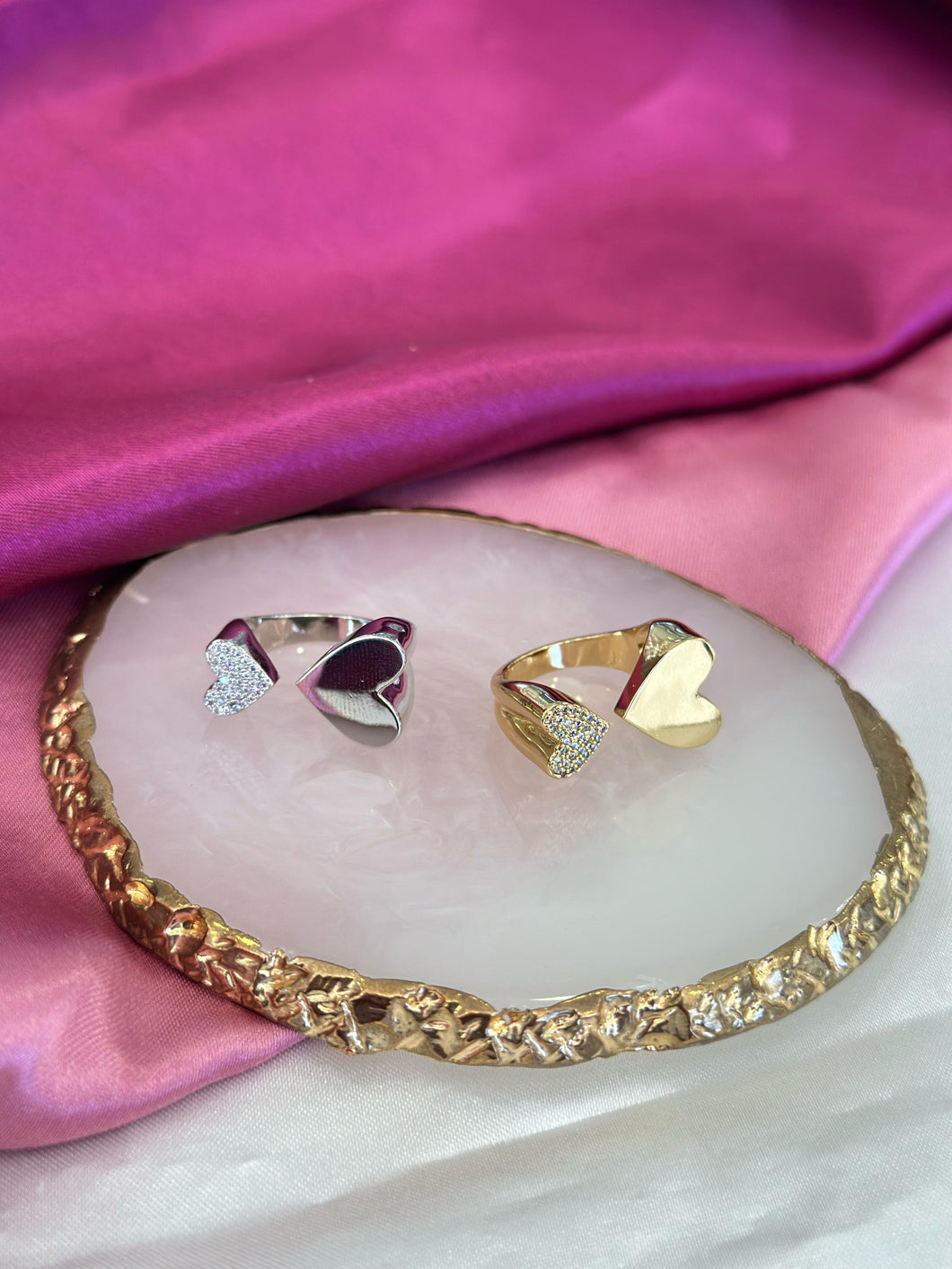 Anillo doble corazon liso zirconia #235