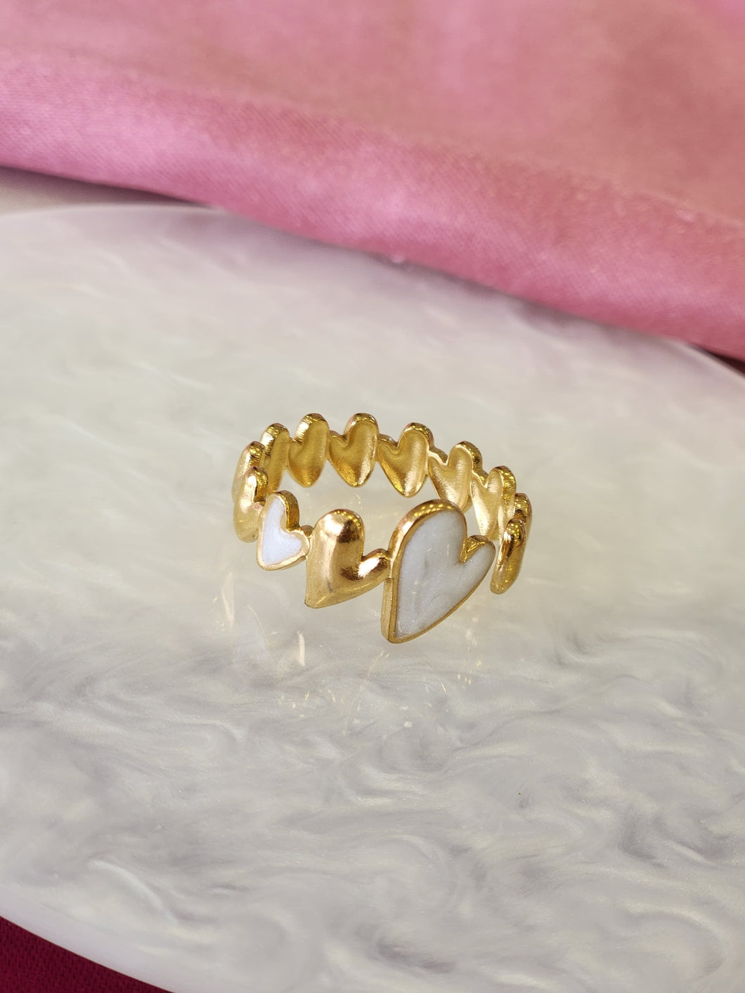Anillo corazones seguidos irregulares #G21