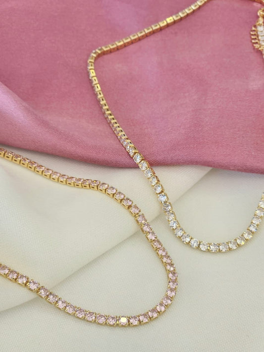 Collar linea rosa/cristal zirconias #11