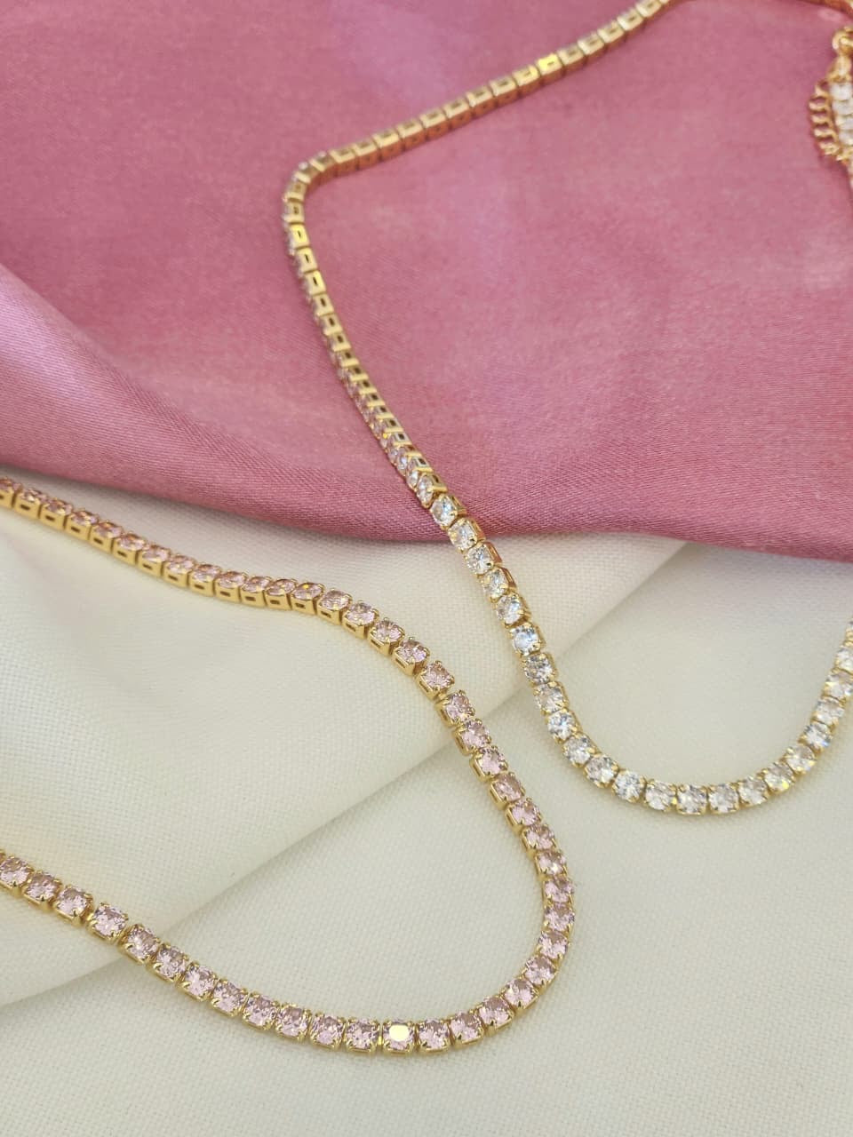 Collar linea rosa/cristal zirconias #11