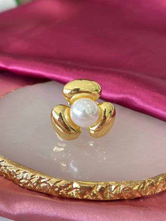 Anillo flor con perla #187