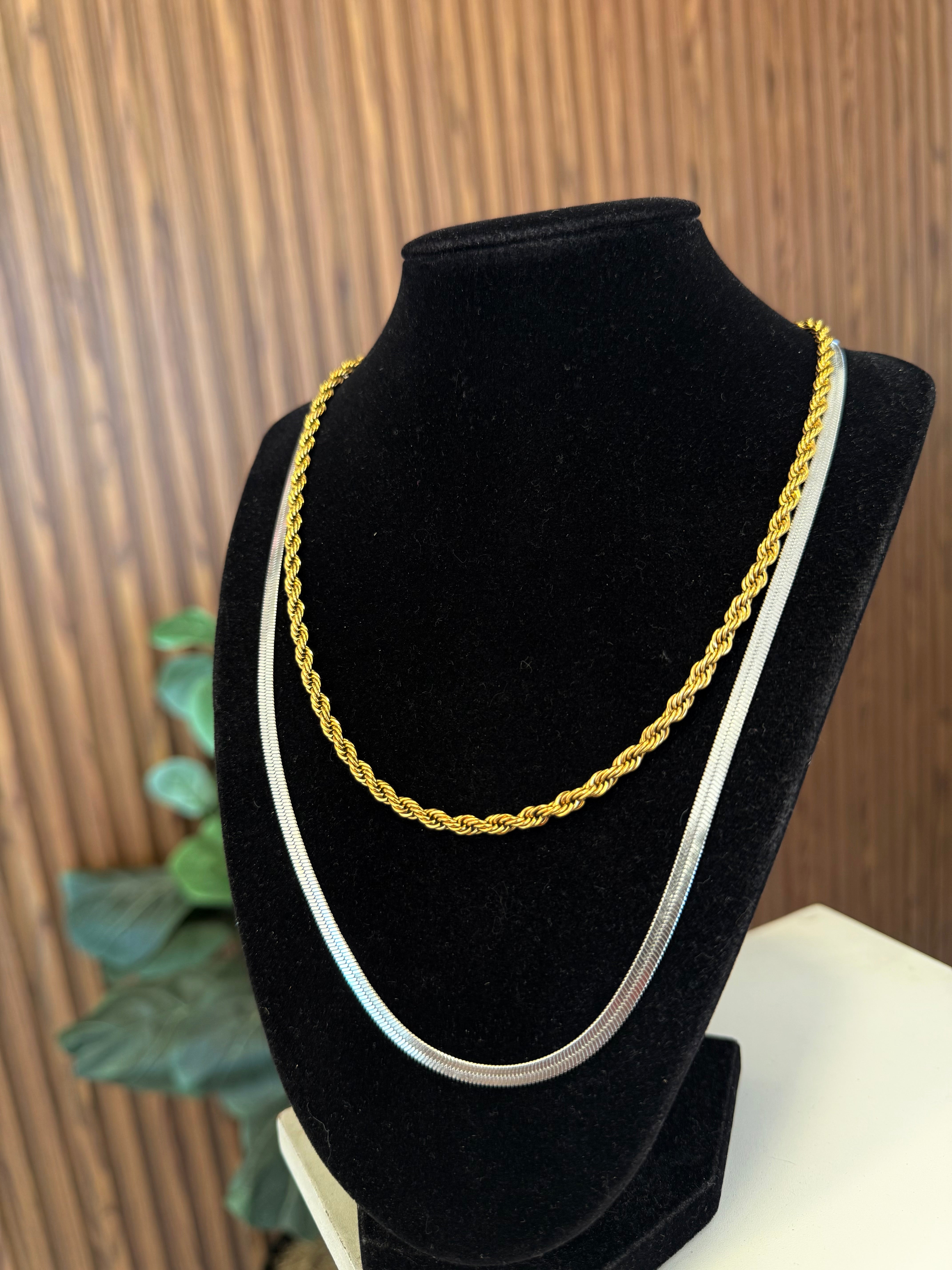 Collar doble bicolor torsal y plana #J10