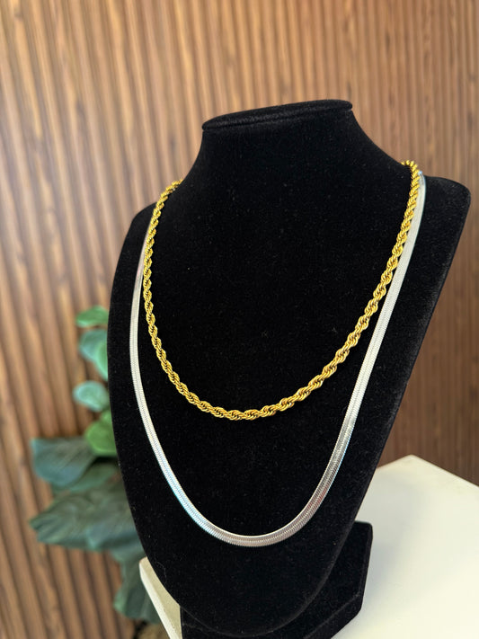 Collar doble bicolor torsal y plana #J10