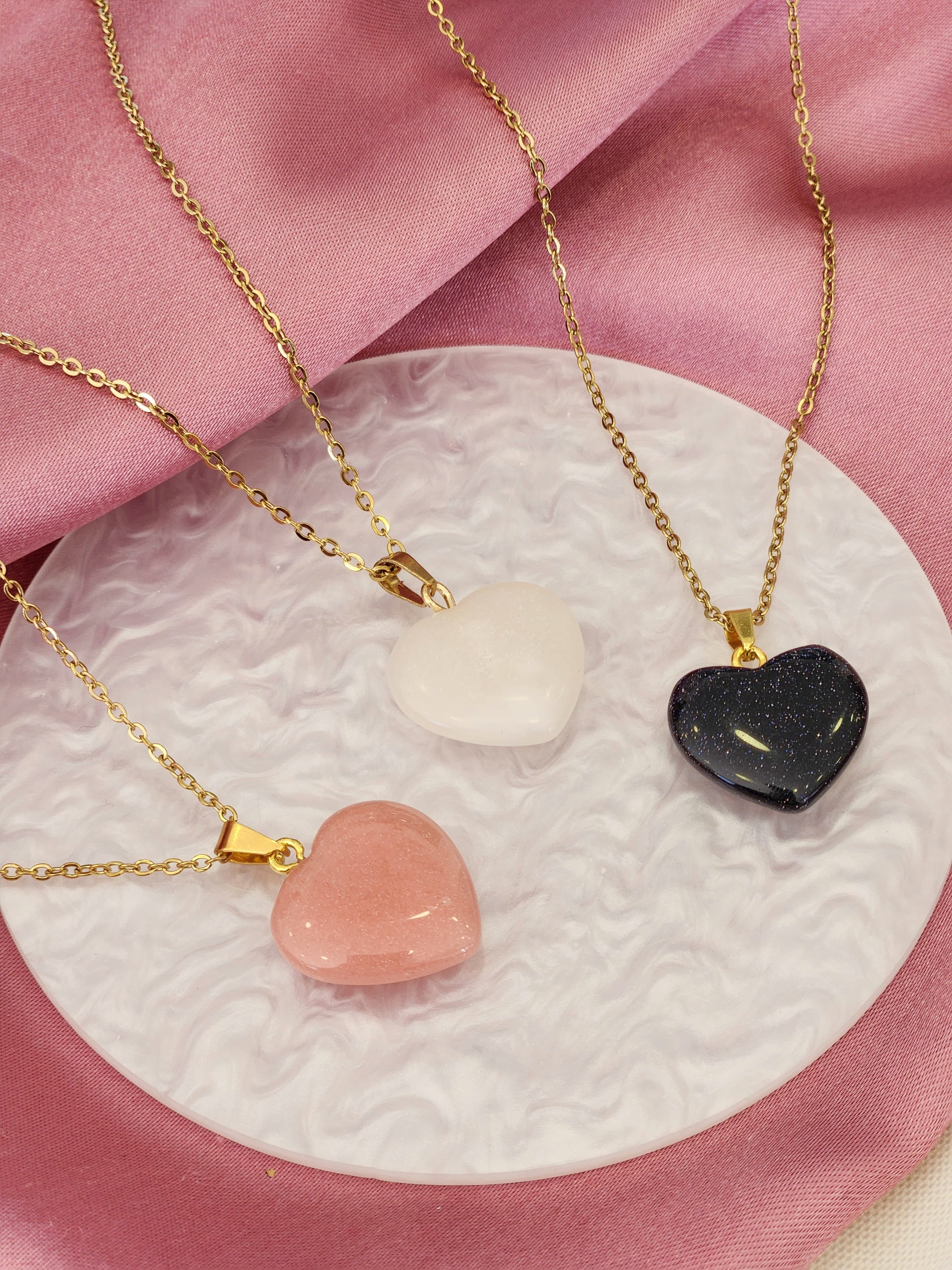 Collar corazon imitacion piedra