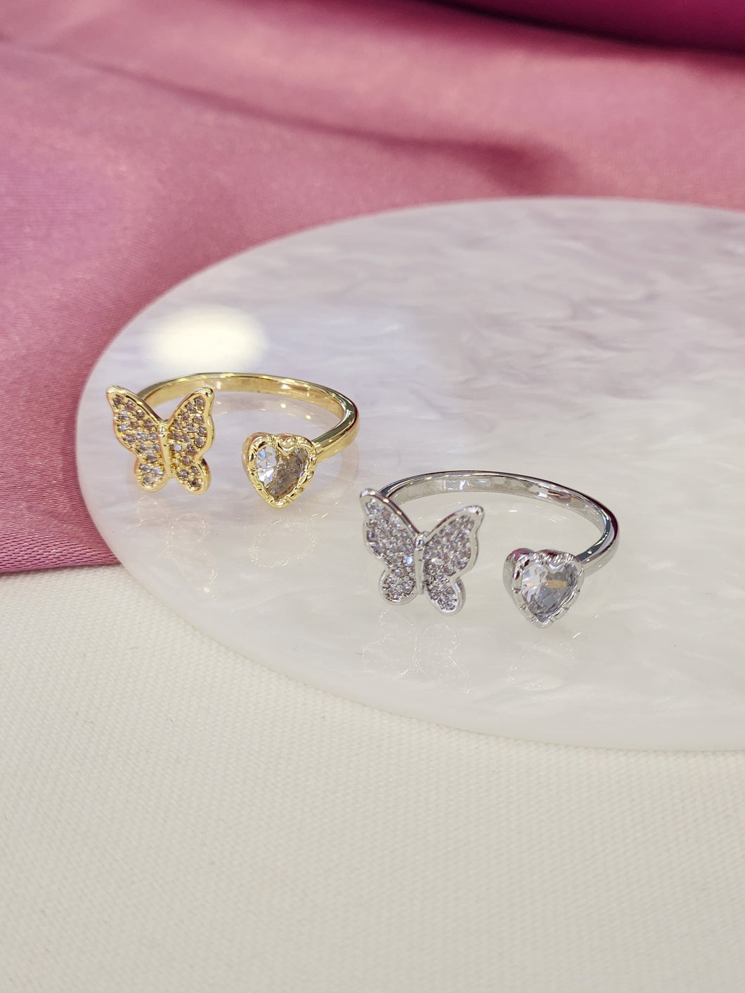 Anillo corazon mariposa #F23