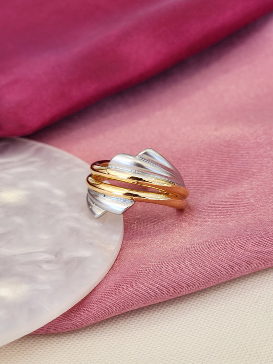 Anillo bicolor abanico #H19.1