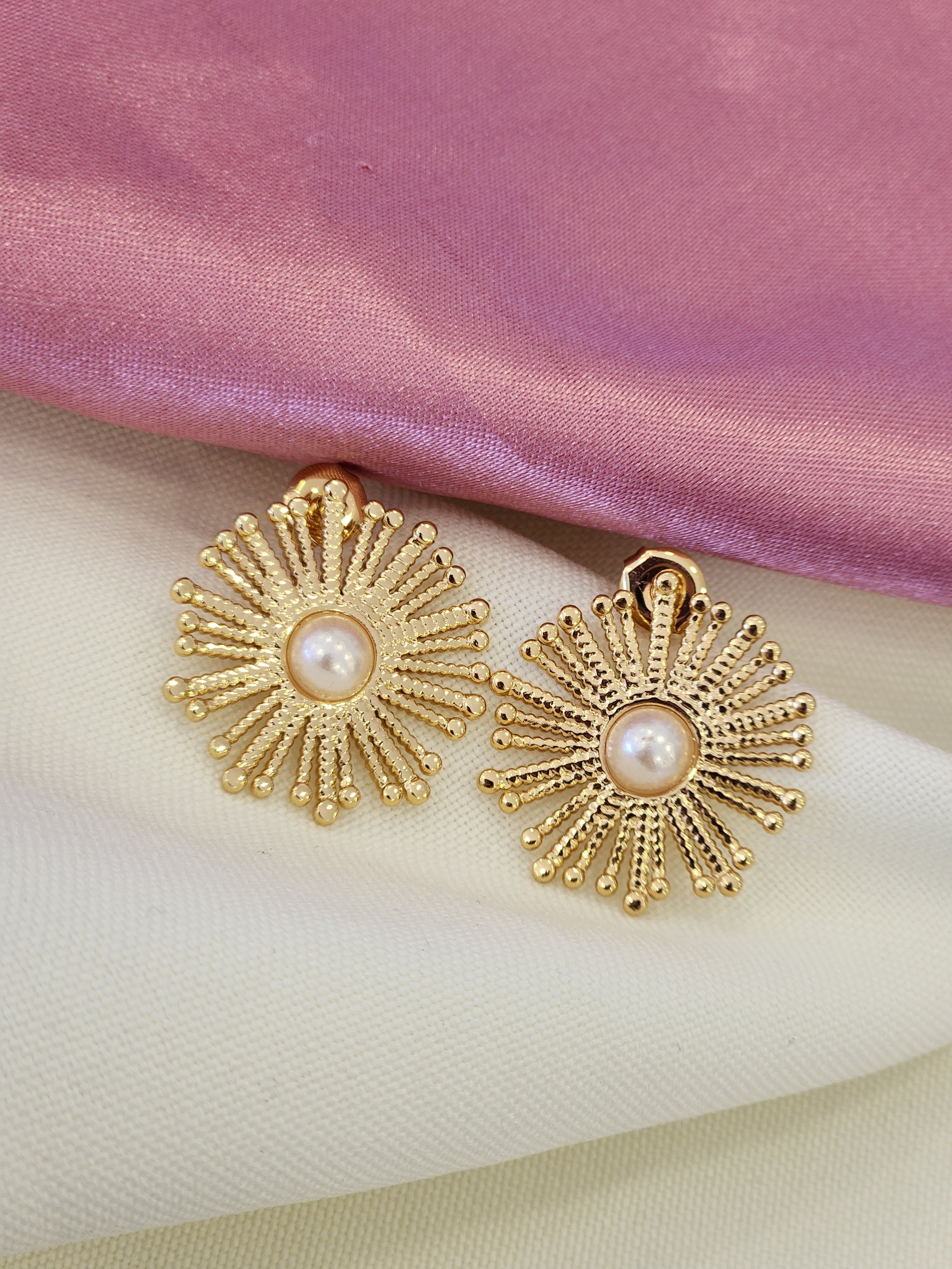 Aretes destellos perla #F12