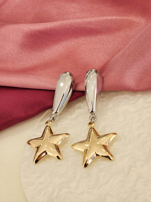 Aretes estrella gota bicolor #C209