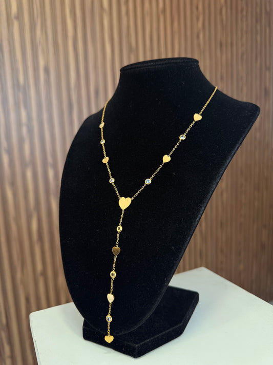 Collar colgante corazones con punto zirconia #G24