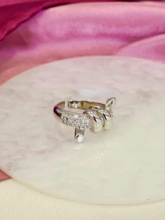 Anillo plateado resorte zirconia #B8.1