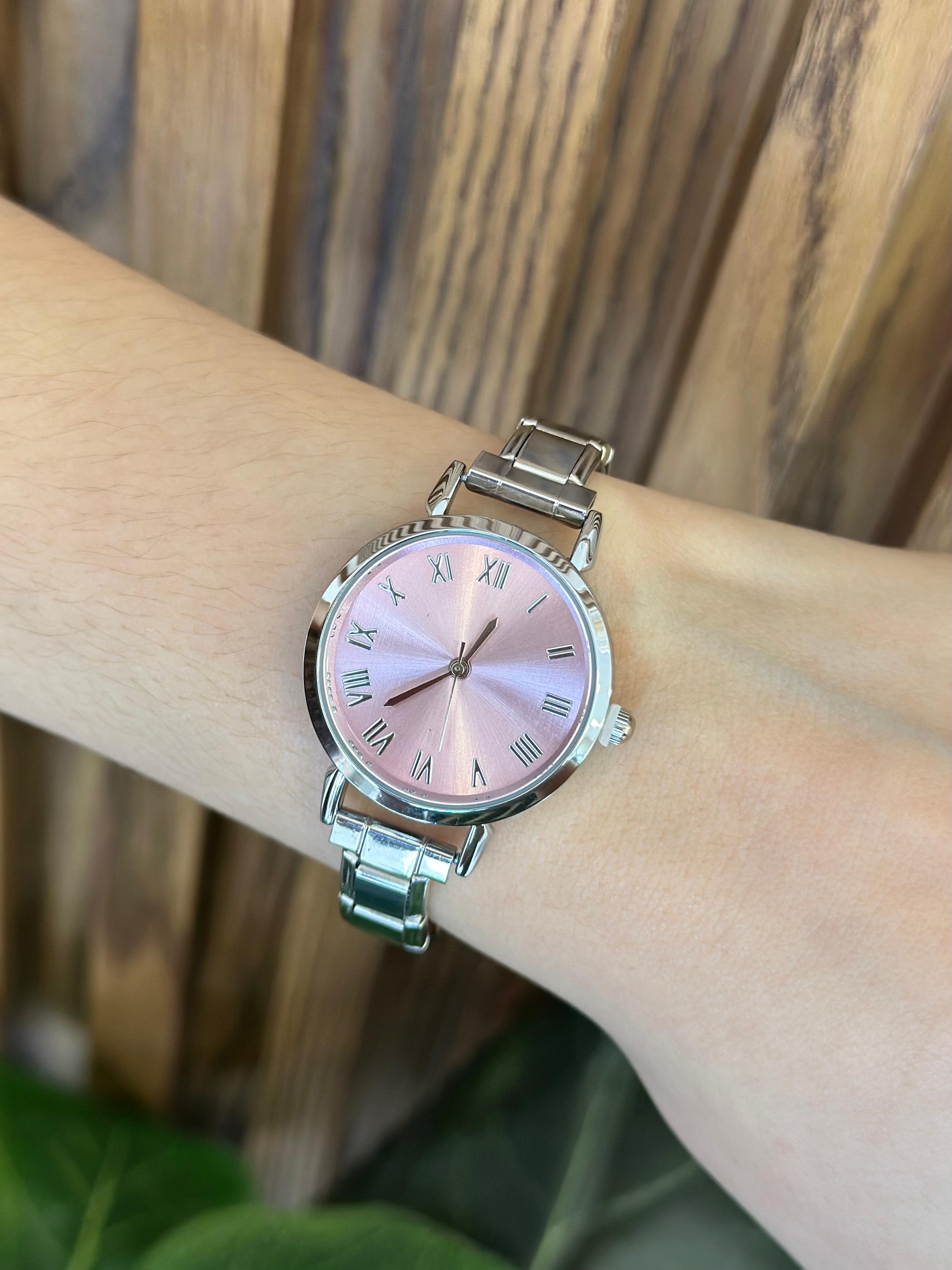 Reloj plateado rosa #F25