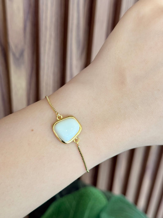 Pulsera boton beige