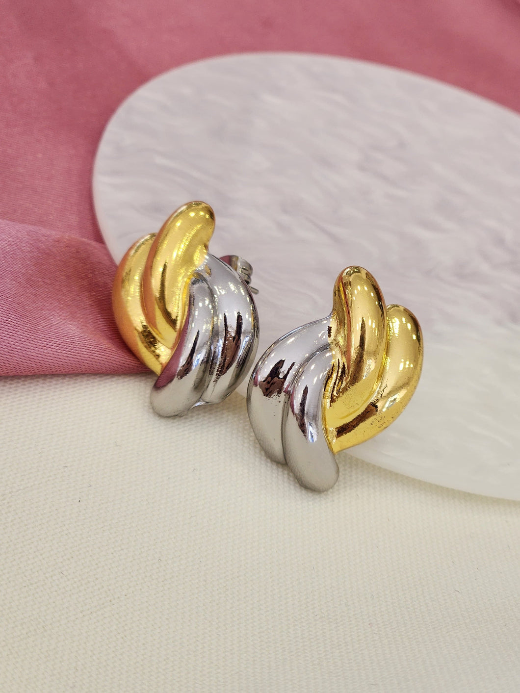 Aretes entrelazados bicolor #G28