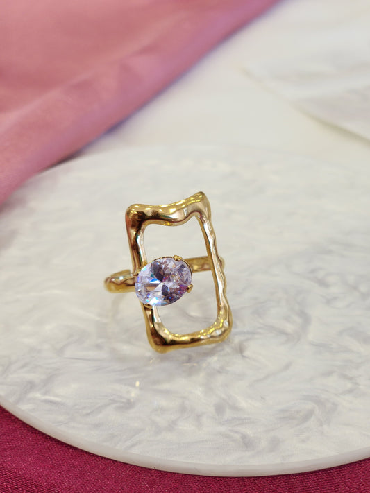 Anillo borde rectangulo punto zirconia #C210