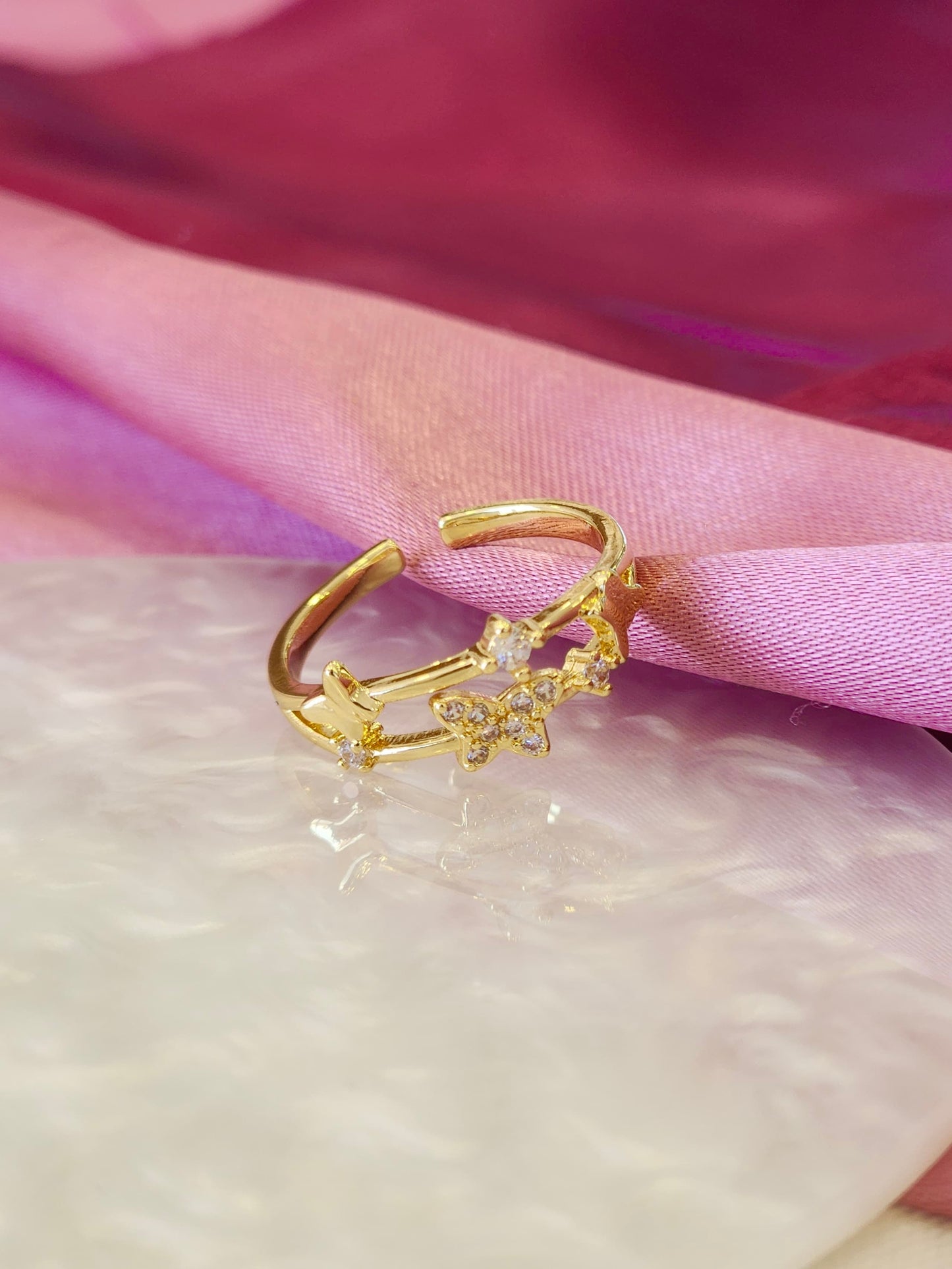 Anillo mariposas lisas zirconia #L14