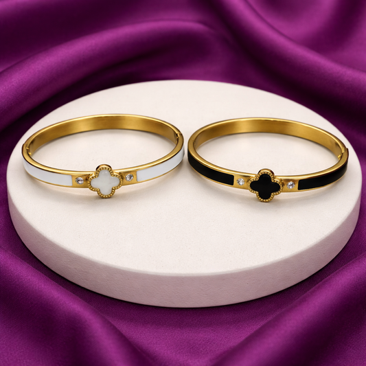 Pulsera trebol con lineas zirconia