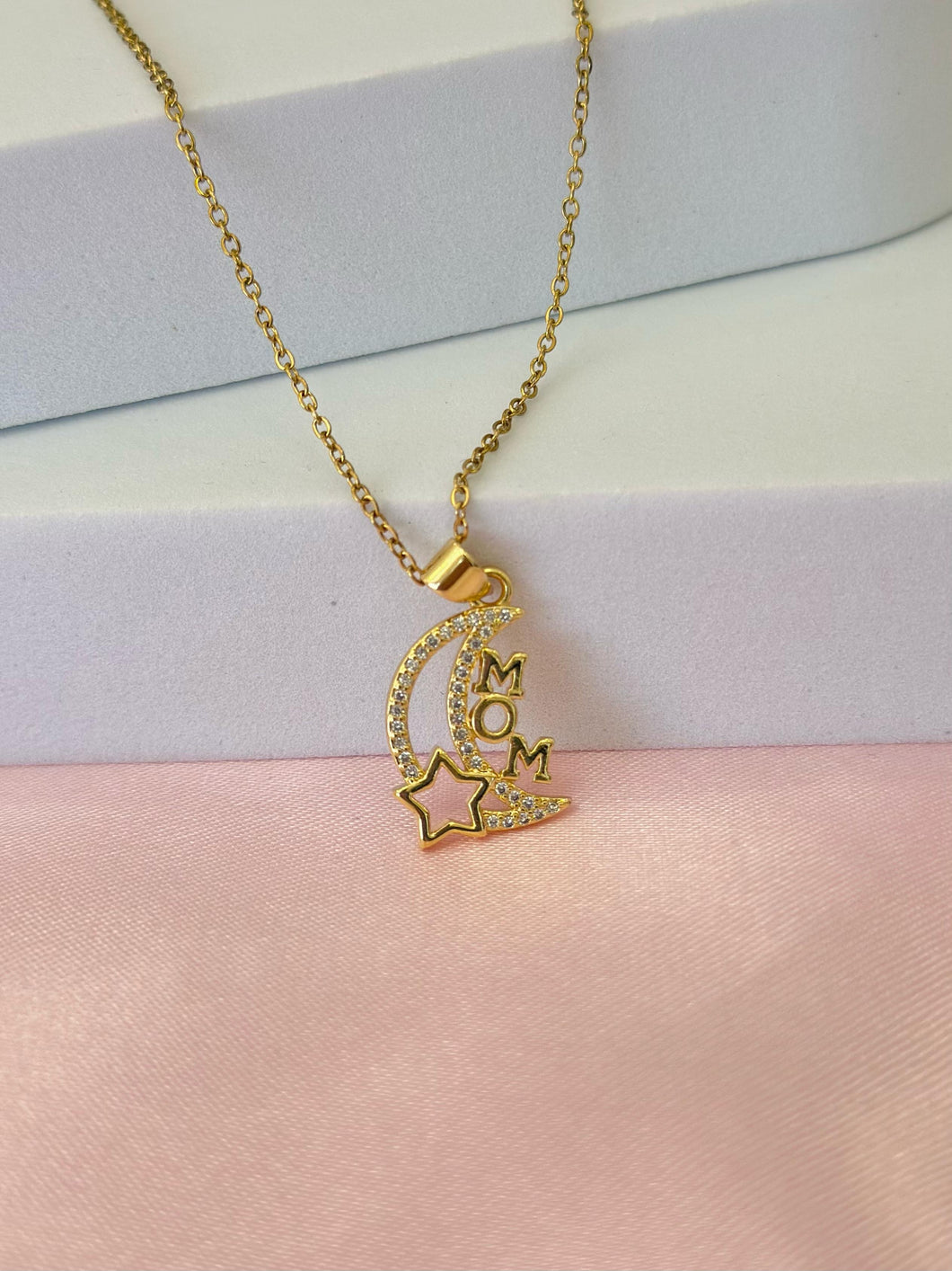 Collar mom de luna zirconia con estrella #X