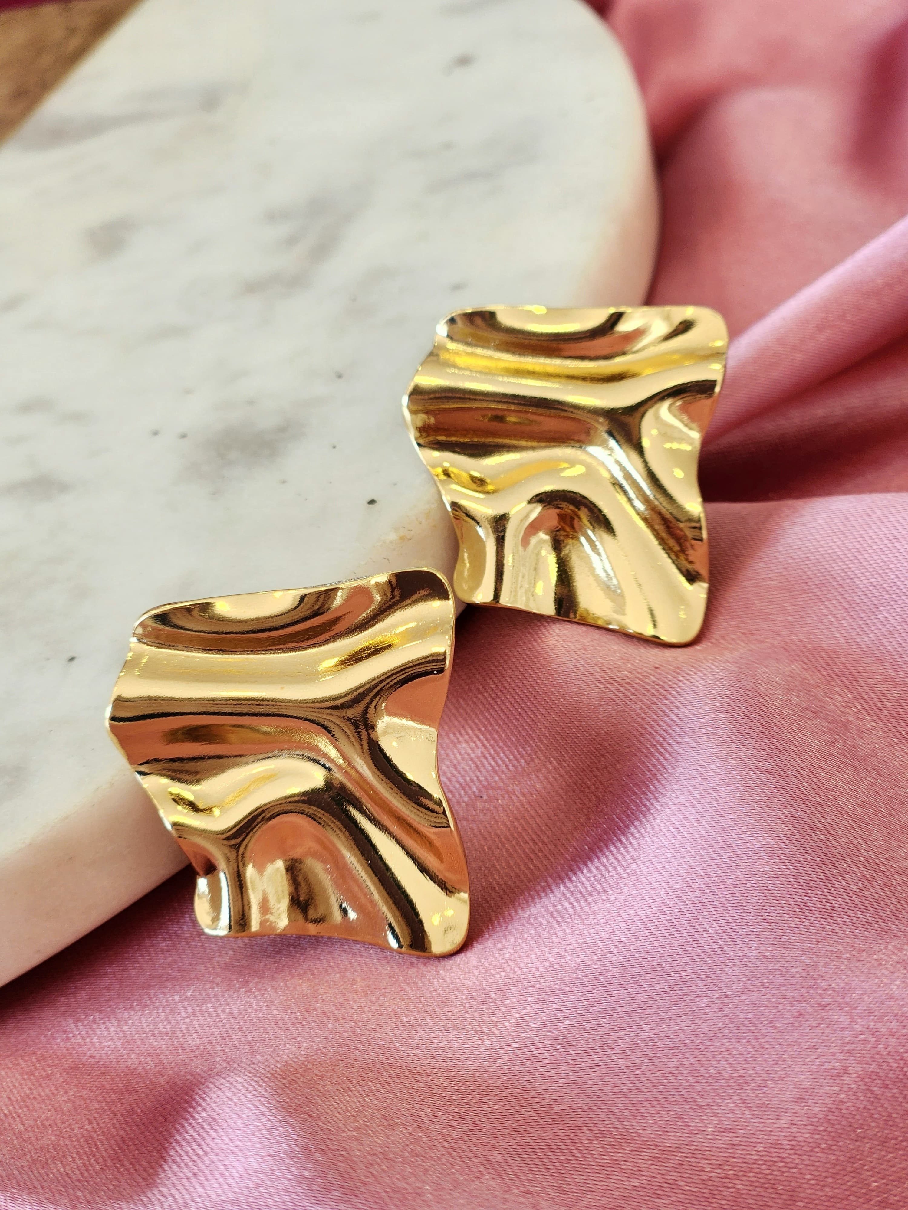 Aretes rombo rugoso irregular #H5